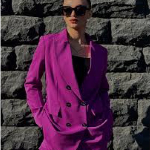 STYLEWE Purple Blazer Jacket Double-Breasted - Picture 3 of 4